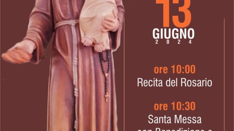 13 giugno 2024: programma Festa di Sant’Antonio presso la Chiesa del Sacro Cuore di Torremaggiore nel quartiere San Matteo